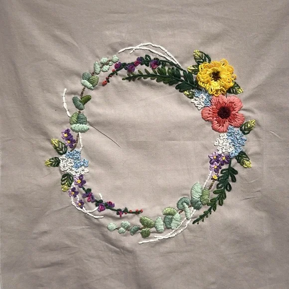 Floral Embroidered Wall Art - Picture 2 of 3